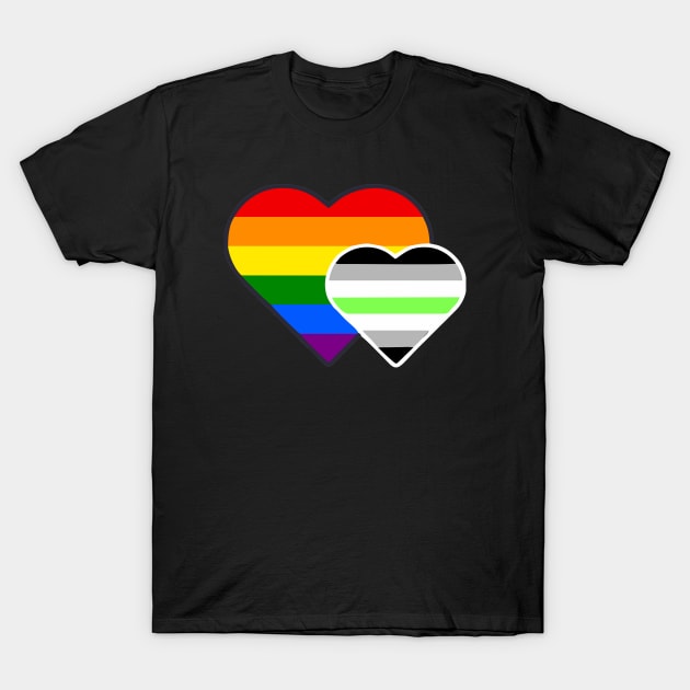 Agender Double Heart T-Shirt by Blood Moon Design